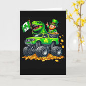 Boys Monster Truck T-rex Leprechaun St Patricks Da カード (黄色い花)
