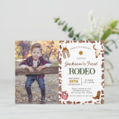 Boys My First Rodeo Cowboy 1st Birthday photo 招待状 (スタンド正面)