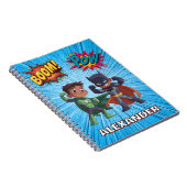 Boys Name Superhero Notebook Personalised Kids ノートブック (右側)