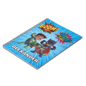 Boys Name Superhero Notebook Personalised Kids ノートブック (左側)