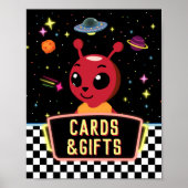 Boys Neon Galaxy Space Alien Cards Gifts Sign ポスター (正面)