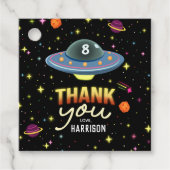 Boys Neon Outer Space Birthday Party Favor フェイバータグ (正面)