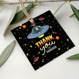 Boys Neon Outer Space Birthday Party Favor フェイバータグ