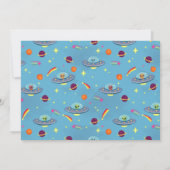 Boys Neon Space UFO Birthday Photo Thank You サンキューカード (裏面)