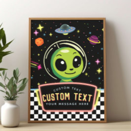 Boys NeonGalaxy Custom Space Alien Sign ポスター