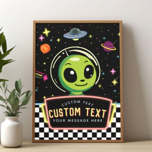 Boys NeonGalaxy Custom Space Alien Sign ポスター