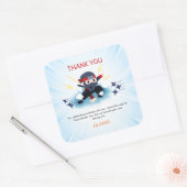 Boys Ninja Warrior Birthday Party Thank You cards スクエアシール (封筒)