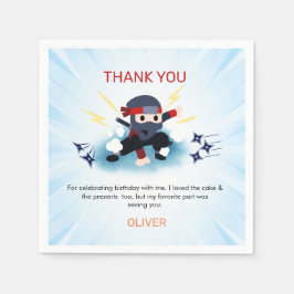 Boys Ninja Warrior Birthday Party Thank You cards  スタンダードカクテルナプキン
