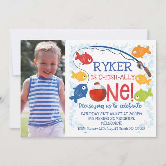 Boys O-fish-ally one birthday招待状 招待状 (正面)