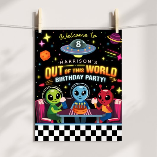 Boys Out Of This World Space Alien Welcome Sign ポスター