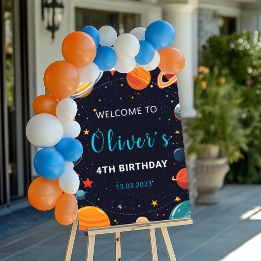 Boys Outer Space Planets誕生日歓迎ポスター ポスター