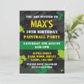 Boys Paintballをテーマにした誕生日パーティーの招待状 招待状 (スタンド正面)