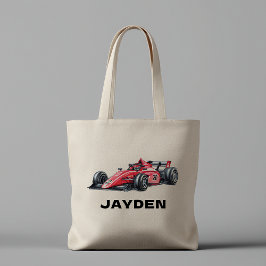 Boys Personalised Cool Red Racing Car Tote Bag トートバッグ