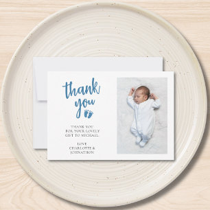 Boy's Photo Baby Shower サンキューカード