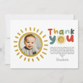 Boys Photo First Trip Around The Sun Birthday サンキューカード (正面)