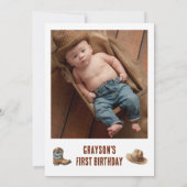 Boys Photo Western My First Rodeo Cowboy 1st 招待状 (裏面)