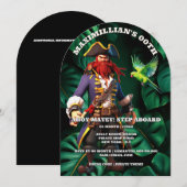 Boys pirate theme birthday party captain red 招待状 (正面/裏面)