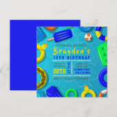 BOYS POOL SWIM FLOATS Birthday Party Invitation 招待状 (正面/裏面)