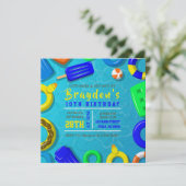 BOYS POOL SWIM FLOATS Birthday Party Invitation 招待状 (スタンド正面)
