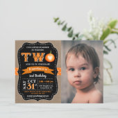 Boy's Pumpkin 2nd Birthday Photo 招待状 (スタンド正面)