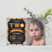 Boy's Pumpkin 2nd Birthday Photo 招待状 (スタンド正面)