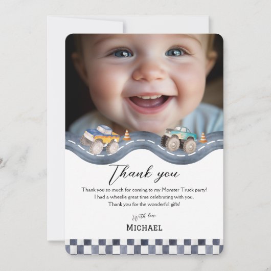 Boys Racing Party Stationery Thank You (正面)