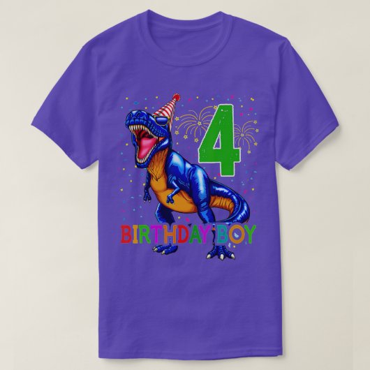 Boys Rawr Im 4 4th Birthday Dinosaur s Dinosaur Gi Tシャツ (デザイン正面)