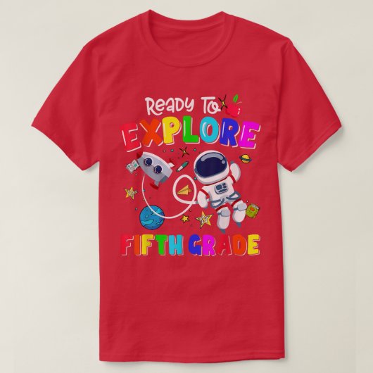 Boys Ready to explore Fifth Grade Back to School A Tシャツ (デザイン正面)