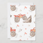 Boys Red Monster Truck Young Wild Three Birthday 招待状 (裏面)