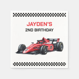 Boys Red Racing Car Birthday Party Napkins スタンダードカクテルナプキン