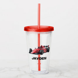 Boys Red Racing Car Personalised  アクリルタンブラー