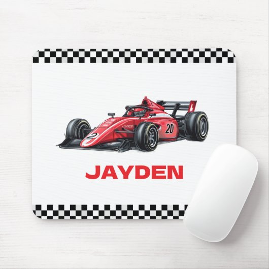 Boys Red Racing Car Personalised  マウスパッド (マウス)