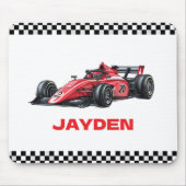 Boys Red Racing Car Personalised  マウスパッド (正面)