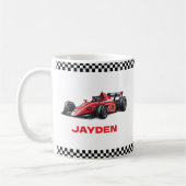 Boys Red Racing Car Personalised Mug  コーヒーマグカップ (左)
