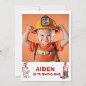 Boys Red Rescue Calling All Units Birthday 招待状 (裏面)