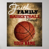 Boys Room Decor Basketball Personalized ポスター (正面)