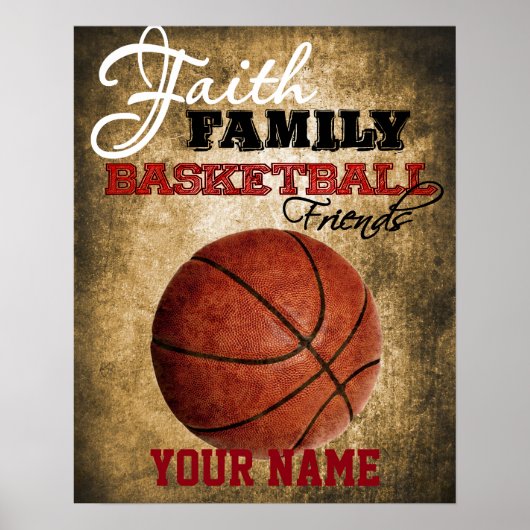 Boys Room Decor Basketball Personalized ポスター (正面)