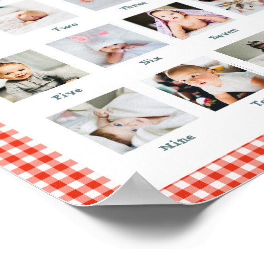 Boys Rustic Farm First Year Birthday Photo Collage ポスター (角)