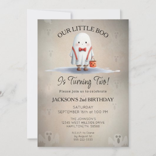Boy's Second Birthday Party Invitation 招待状 (正面)