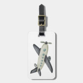 Boys Simple Cute Grey Kids Airplane Travel  ラゲッジタグ (正面縦)