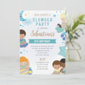 Boys Sleepover Invitation – PJs, Pillows & Gaming 招待状 (スタンド正面)