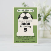 Boys Soccer Birthday - Green Theme 招待状 (スタンド正面)