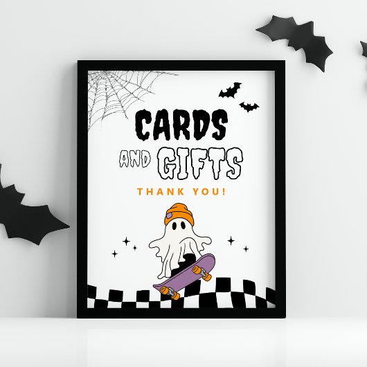 Boy's Spooky Halloween Birthday Cards & Gift Sign ポスター