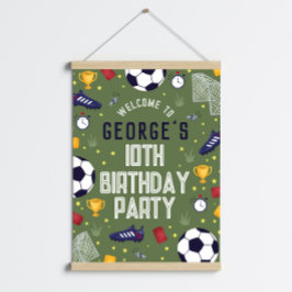 Boys Sports Soccer Birthday Welcome Sign ポスター