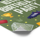 Boys Sports Soccer Birthday Welcome Sign ポスター (角)
