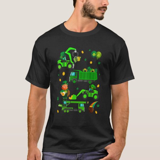 Boys St Patricks Day Crane Truck Construction Todd Tシャツ (正面)