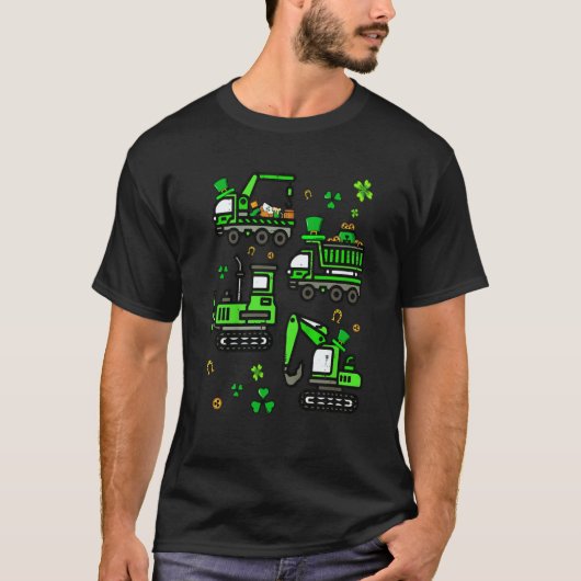Boys St Patricks Day Crane Truck Construction Todd Tシャツ (正面)