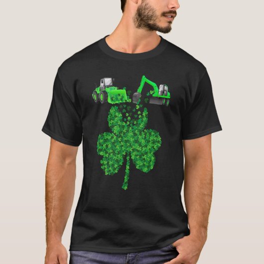 Boys St Patricks Day Crane Truck Construction Todd Tシャツ (正面)