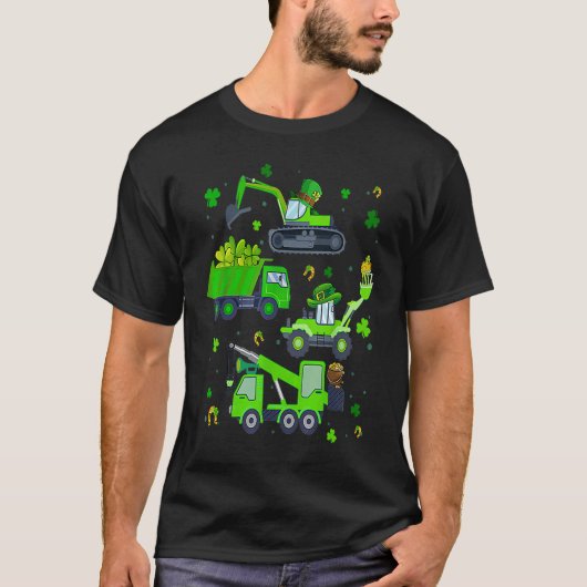 Boys St Patricks Day Crane Truck Construction Todd Tシャツ (正面)