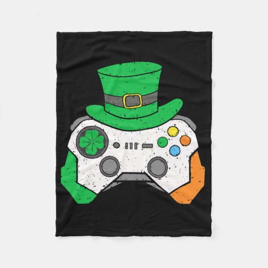 Boys St Patricks Day Video Game Controller Mens Ir フリースブランケット (正面)